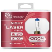 Галогеновые лампы ClearLight H7 12V 55W Night Laser Vision +200% Light 2шт