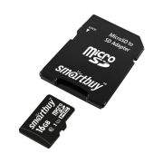Карта памяти micro SDHC 16GB Smart Buy class 10 + ADP (870251)