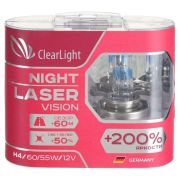 Галоген Clearlight H4 12V 60/55w Night Laser Vision +200% Light 2шт