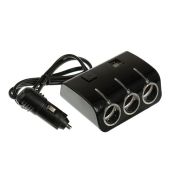 Разветвитель прикуривателя, 3 гнезда с подсветкой, 2 USB, 12/24В, Черный 2514433
