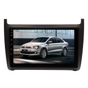 Переходная рамка для Volkswagen Polo с 2009 года LeTrun 4108 под базовую магнитолу 9 дюймов (Чёрная)